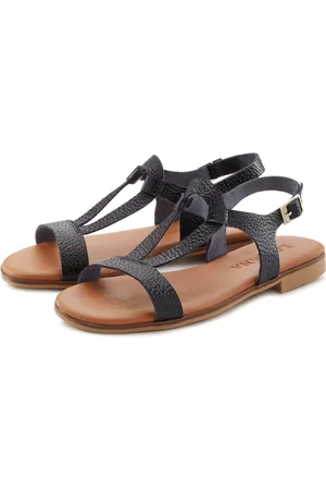 Lascana Sandalen Sandalette, zomerschoen van hoogwaardig leer in metallic-look
