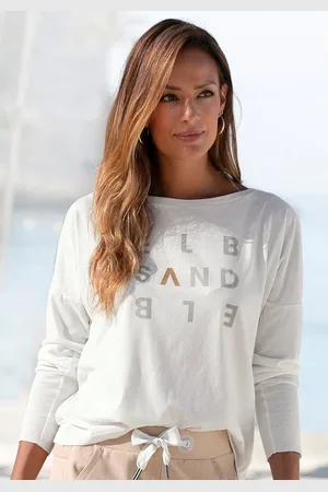 ELBSAND Longsleeve Ingiara met logoprint op de voorkant, shirt met lange mouwen, sportief-casual