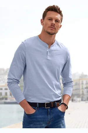 H.I.S Henleyshirt Lange mouwen, shirt met knoopsluiting van gestructureerde katoenkwaliteit