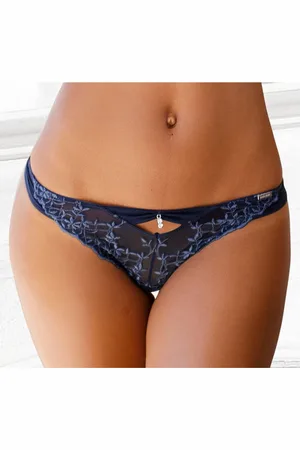 marie claire String met bloemborduursel en glitteraccessoire