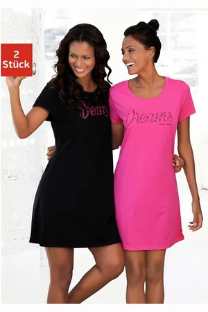 VIVANCE DREAMS Nachthemd met print in kant-look (Set van 2)