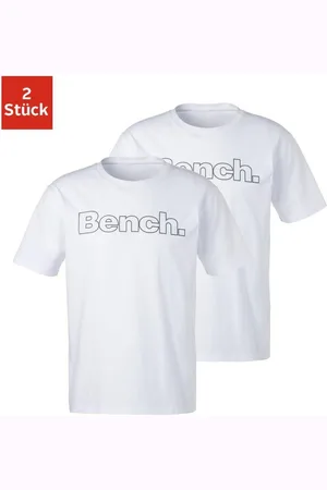 Bench T-shirt Shirt met logoprint, basic shirt met ronde hals van 100% katoen (2-delig)