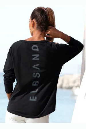 ELBSAND Longsleeve TINNA met logoprint op de rug, shirt met lange mouwen van een katoenmix, sportief-casual