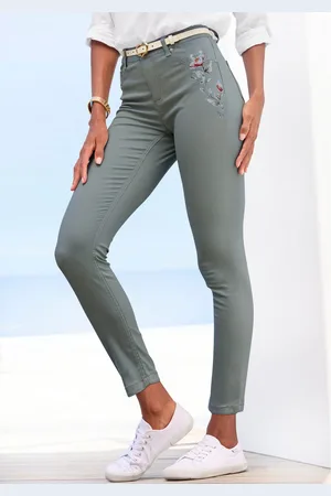 Lascana 7/8-jegging met subtiele bloemenprint, elastische skinny jeans van katoenmix