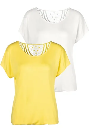 vivance collection Shirt met korte mouwen Met haakwerk aan de achterkant (Set van 2)