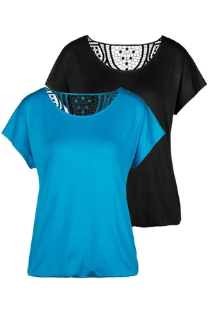 vivance collection Shirt met korte mouwen Met haakwerk aan de achterkant (Set van 2)