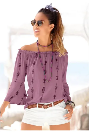 Lascana Blouse met carmenhals met etnische print, damesblouse, off-the-shoulder, casual
