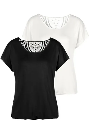 vivance collection Shirt met korte mouwen Met haakwerk aan de achterkant (Set van 2)