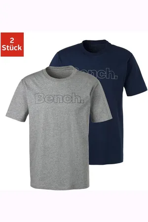 Bench T-shirt Shirt met logoprint, basic shirt met ronde hals van 100% katoen (2-delig)