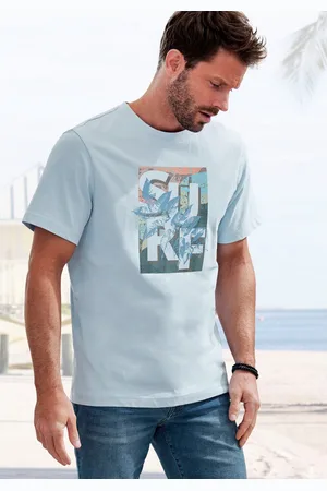john devin T-shirt Ronde hals shirt met surf-print van 100% katoen