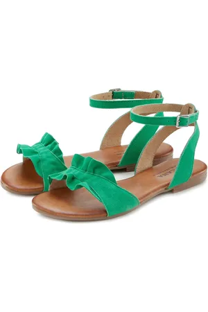 Lascana Sandalen Zomerschoen Sandalette, zomerschoen van hoogwaardig leer met kleine ruches
