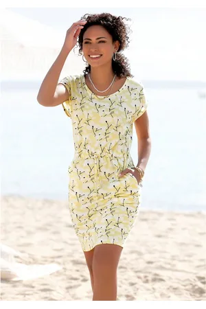 beachtime Jerseyjurk met bloemenpatroon en zakken, zomerjurk van katoenmix