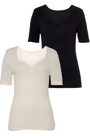 vivance collection T-shirt met hartvormig decolleté (Set van 2)