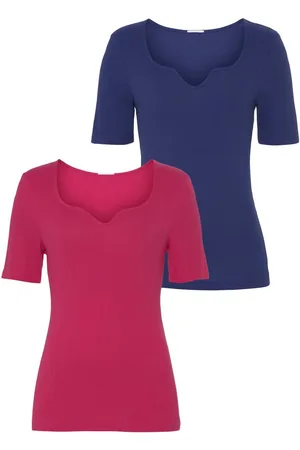 vivance collection T-shirt met hartvormig decolleté (Set van 2)