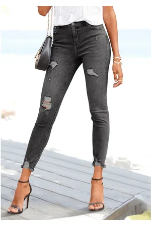 Buffalo Destroyed jeans met rafelende broekspijpen en stretchpercentage, smalle pasvorm