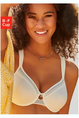 Lascana T-shirt-bh met fijne kanten randjes en gewatteerde schouderbandjes, basic lingerie