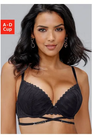 Lascana Push-up-bh met verleidelijke bandjes en metalen accessoires, lingerie
