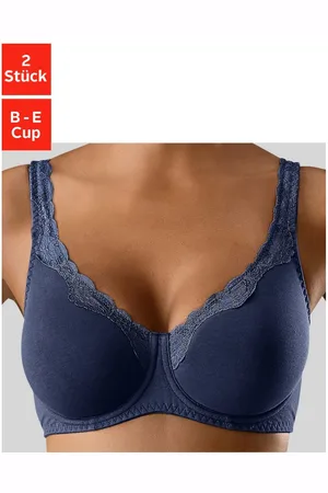 Petite Fleur Beugel-bh van katoen met kanten randje en bredere bandjes (Set van 2)