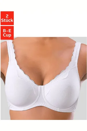Petite Fleur Beugel-bh van katoen met kanten randje en bredere bandjes (Set van 2)