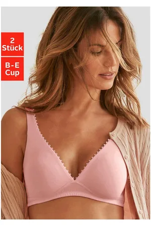 Petite Fleur Bralette-bh zonder beugels in high-apex vorm met sierlijke randen, basic lingerie (Set van 2)