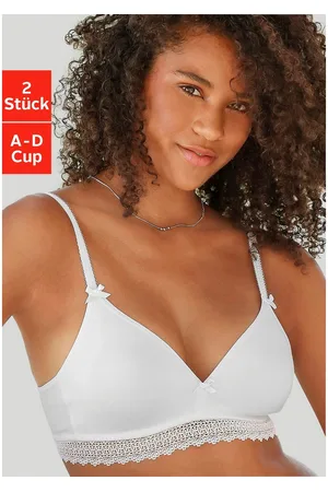 Petite Fleur Bralette-bh zonder beugels met kanten band, gemaakt van zacht katoen, basic lingerie (Set van 2)