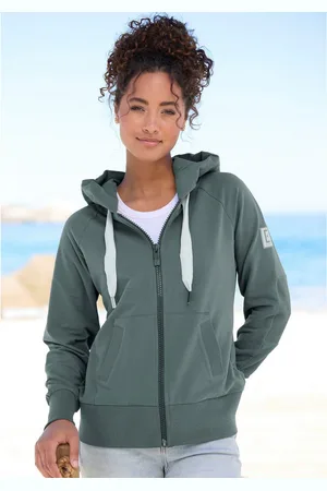 ELBSAND Capuchonsweatvest Kelda met logo-stiksel op de capuchon, basic