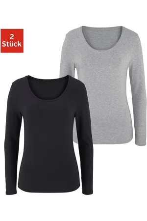 vivance collection Shirt met lange mouwen Elastische katoenkwaliteit (Set van 2)