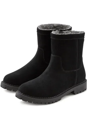 Lascana Winterlaarzen van leer, warme voering en profielzool, laarzen, snowboots, laarsjes