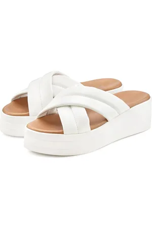 Lascana Slippers Mule, sandaal, open schoen van leer met modieuze plateausole