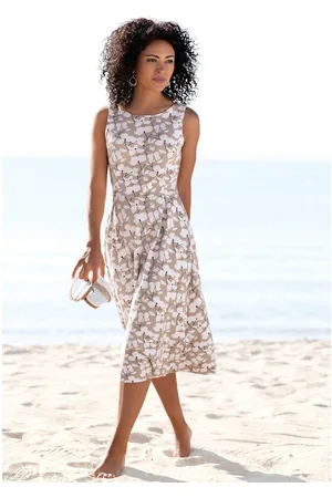 beachtime Midi-jurk met bloemenprint, van jersey, a-lijn jurk