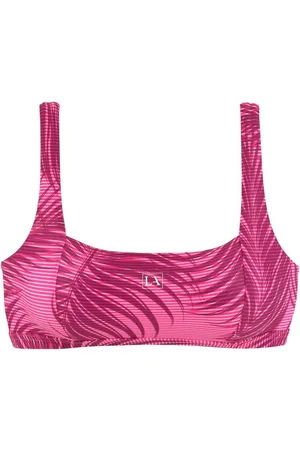 Lascana Bustierbikinitop Coal met mix van motieven van palmen en strepen