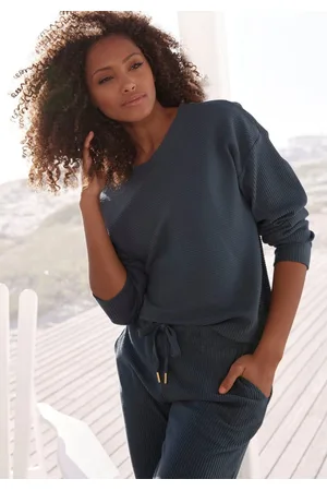 QS by s.Oliver Sweatshirt van ribkwaliteit met overhangende schouders, loungewear