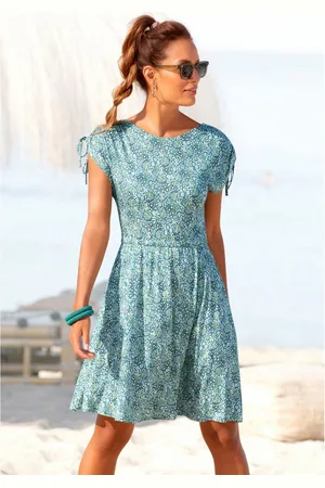 vivance collection Jerseyjurk met bloemenprint, soepelvallende zomerjurk, strandjurk
