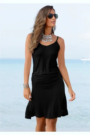 beachtime Strandjurk van viscose-jersey met verstelbare bandjes, korte zomerjurk