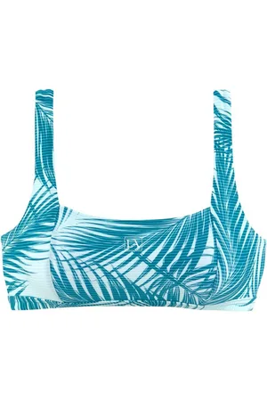 Lascana Bustierbikinitop Coal met mix van motieven van palmen en strepen