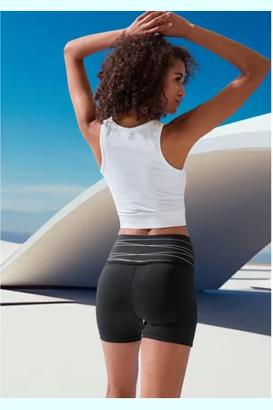 Vivance Short Korte broek Sportshorts met brede tailleband en print