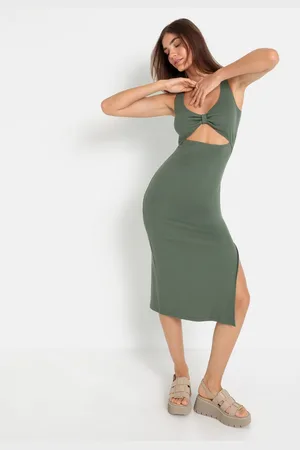 Lascana Midi-jurk van zacht ribmateriaal