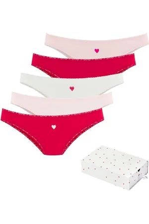 Lascana Brazilian slip met schattige hartjesprints en van elastische katoenkwaliteit (Set van 5)