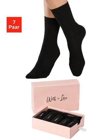 Lascana Basic sokken met hoogwaardig logoborduursel (box, 7 paar)