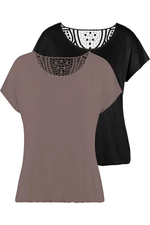 vivance collection Shirt met korte mouwen Met haakwerk aan de achterkant (Set van 2)