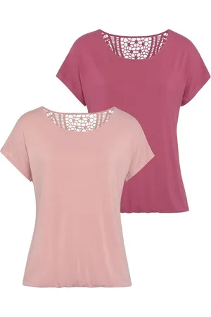 vivance collection Shirt met korte mouwen Met haakwerk aan de achterkant (Set van 2)