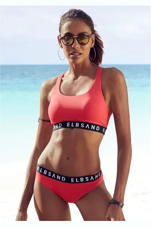 ELBSAND Bustierbikini met contrastkleurige opschriften