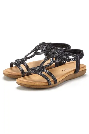 vivance collection Sandalen Sandalette, zomerschoen met elastische banden & glittersteentjes VEGAN