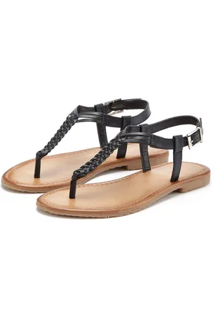 vivance collection Teenslippers Sandalette, zomerschoen, sandaal van leer met vlecht-look