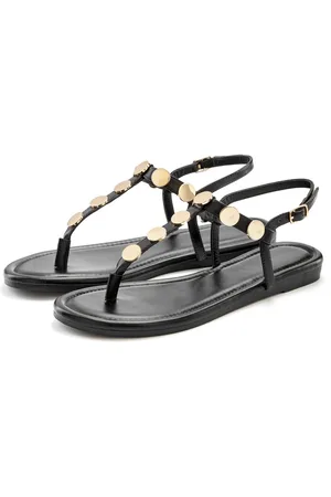 vivance collection Sandalen Zomerschoen tussenstuk met gouden sierdetails vegan