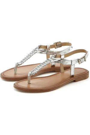 vivance collection Teenslippers Sandalette, zomerschoen, sandaal van leer met vlecht-look