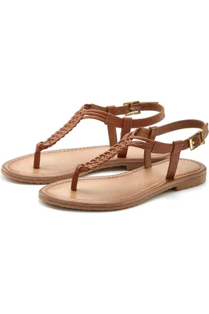 vivance collection Teenslippers Sandalette, zomerschoen, sandaal van leer met vlecht-look