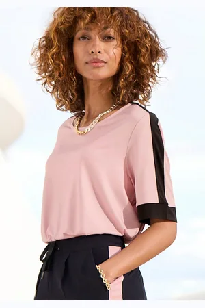 vivance collection Shirt met korte mouwen met sportieve contraststrepen