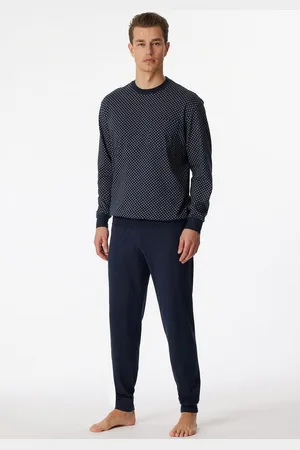 Schiesser Pyjama "Dark Sapphire" met comfortabele boorden aan de mouwen en broekspijpen (2-delig, 1 stuk)
