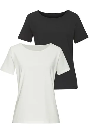 Lascana T-shirt Met ronde hals van elastische katoen-modal kwaliteit (Set van 2)